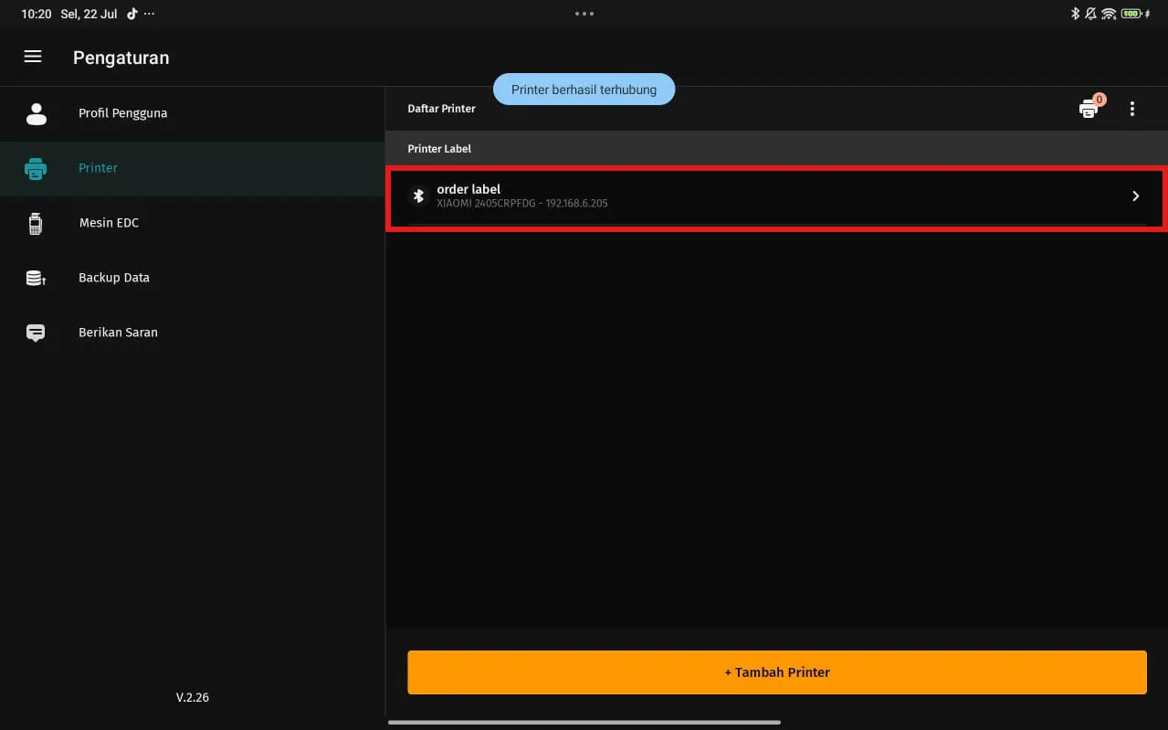 mengatur printer label